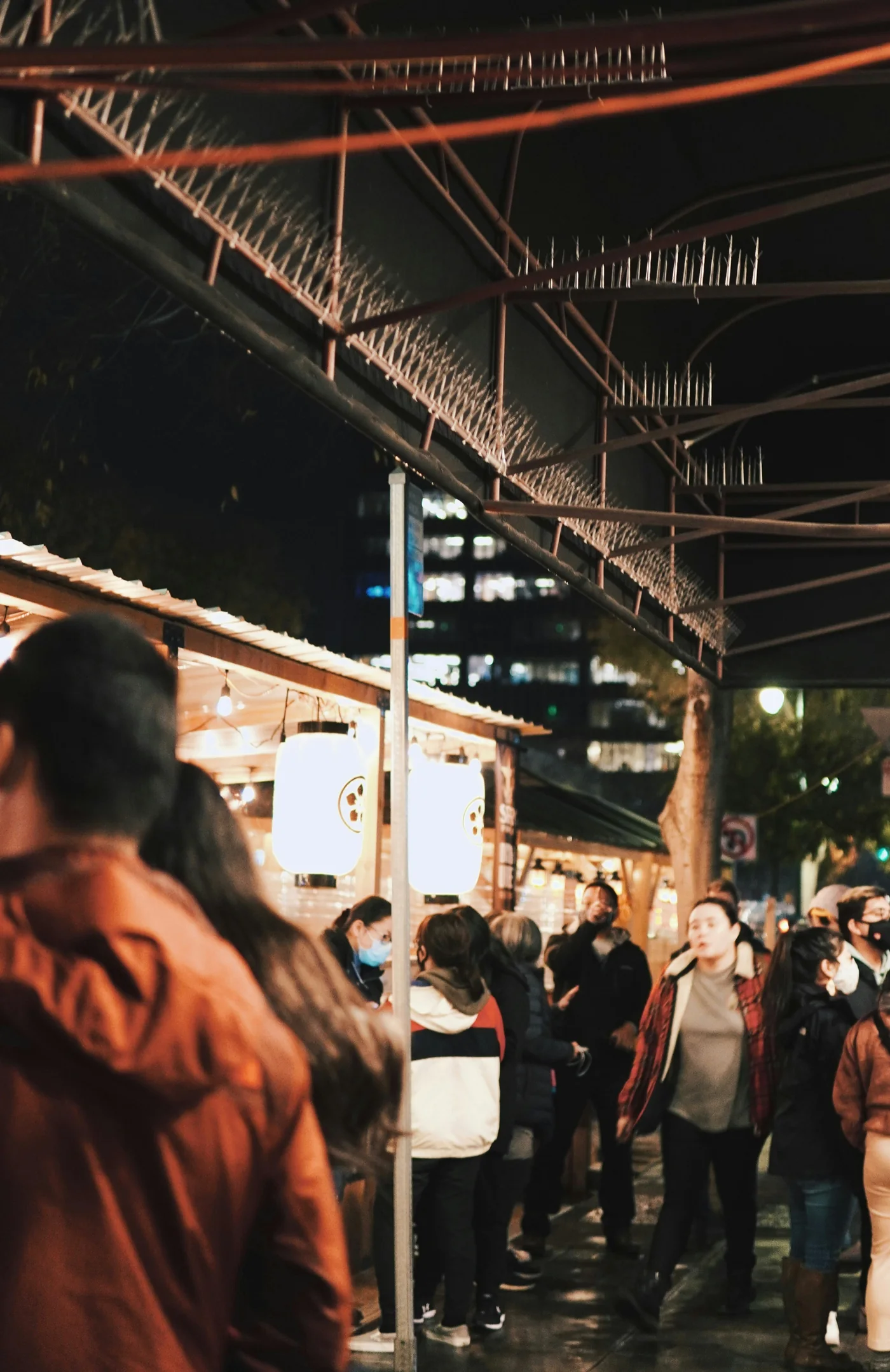 A lively evening street gathering